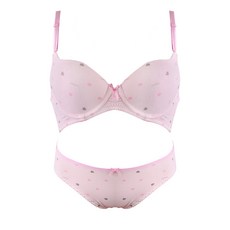 CL STORY 女童發育期第3階段心形巧克力印花內衣+內褲