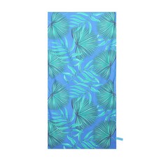 吸水速乾沙灘巾/超細纖維雙面絨游泳浴巾/海灘巾/防曬披肩, 1個, 藍色葉子