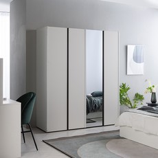 리바트 토피 1600 일반형 거울도어 옷장 행거형 B + B 세트 방문설치, 화이트