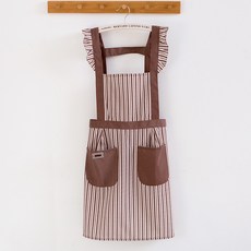 DaySoy 亮面荷葉邊點綴美術圍裙, 棕色