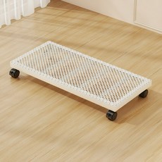 Masyatoo 鐵製長方形附輪移動式花盆架, 白色, 1個