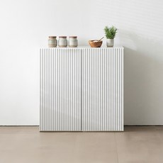 베이지메이트 루버 템바보드 도어 주방수납장 800 방문설치, 심플화이트