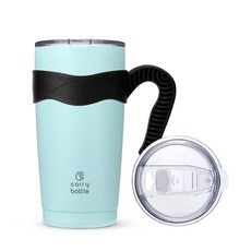 캐리보틀 스탠다드 스테인레스 보온보냉 텀블러 + 전용 손잡이, 민트(텀블러), 블랙(손잡이), 600ml, 1개