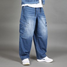 CONFIAR 男款弧形氣球版寬版工裝牛仔褲 TC10201