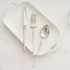 奧斯陸生活月神餐具三件組 (亮面銀色 含餐匙+餐叉+餐刀), 1組, 亮面銀色, 餐匙、餐叉、餐刀