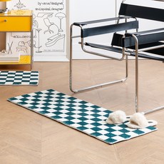 hanbit carpet 長毛棋盤格廚房地墊, 綠色