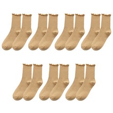 JOY MULTI 素色無壓迫孕婦襪7入組 芥末黃, 1組