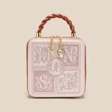 復古紋方型斜背手提包, 棕色的