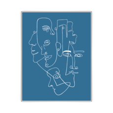 All&Art 抽象畫插畫圖案室內裝飾畫框 AIP76, 白色