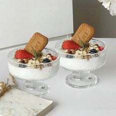 Daparang Moncher 餐廳高腳玻璃杯 甜點杯 HJ0179, 2個, 向日葵