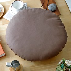 CASA VERDE 11支亞麻日常氛圍亞麻素色圓形坐墊, 灰棕色