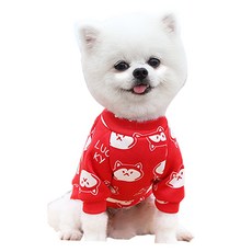 QIDINA 寵物卡哇依磨毛彈力保暖衣 寵物衣 I款, 紅色狗狗, 1個