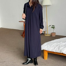 Borimam 起司領 V領 長版 孕婦洋裝 a61