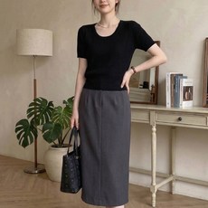 I CAN SIMPLE 女款夏季U領針織短袖T恤