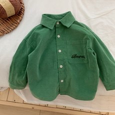 EYOUMONG 兒童寬鬆版型基本款翻領口袋長袖襯衫 E6S109