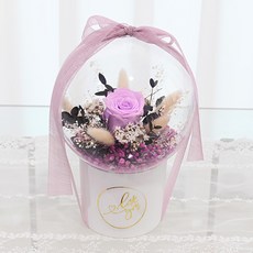 Garden in the City 永生花壓克力球玫瑰花束 + 提袋, 紫色