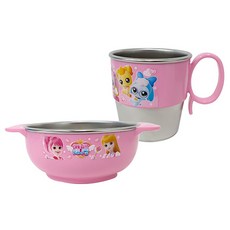 LE BARN Catch Teenieping不鏽鋼單耳水杯+不鏽鋼防滑碗, 1入, 混色