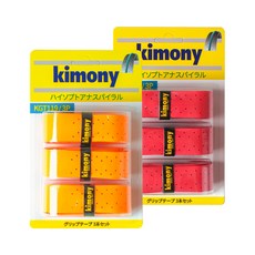 KIMONY Hi-Soft 孔洞螺旋羽球握把布 KGT119 2款 x 3入組, 橘色, 紅色, 1套