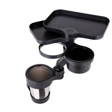 Chameleon360 車用保溫保冷多功能杯架托盤 CM-CUP1, 黑色, 1個