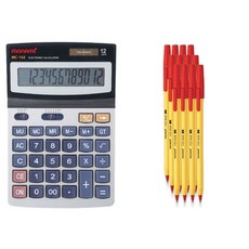 모나미 계산기 MC-152 + 153 볼펜 1.0 12p, 레드(볼펜) + 그레이(계산기), 1개
