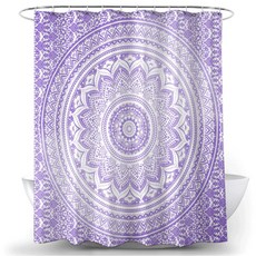 曼陀羅防水浴簾, TYPE2, 1個, 紫羅蘭/紫色系