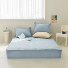 deriul 40支純棉柔軟絎縫床墊, 天藍色