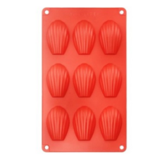 BlueSun 9格矽膠瑪德蓮造型模具, 紅色的, 2個