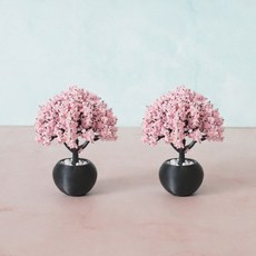 Allode 圓形櫻花樹納骨塔人造花 2入, 01 紫粉色