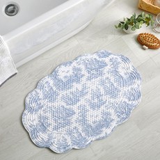 Raffineret Modern House Toile 純棉絎縫雙面橢圓地墊, 藍色, 1個