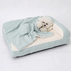 레드퍼피 반려동물 더폴라 쿠션 침대, 체크그린, 1개
