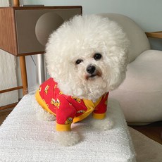 bydamsoomi 狗狗猛虎圖案開襟衫, 紅色