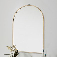 鋁框圓頂造型壁掛式鏡子, 摩卡金