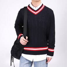 DKA 남성용 스쿨룩 꽈배기 브이넥 니트 F02Y3_tn4924