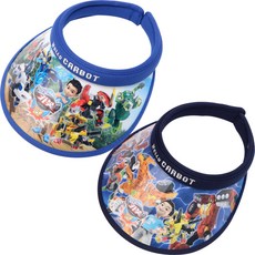 男童款衝鋒戰士機器人+閃電力量遮陽帽平頂帽 2件組