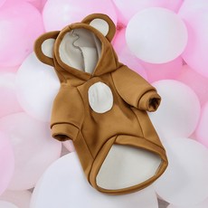 Artipet 寵物可愛熊耳連帽絲絨衫, 1個, 棕色