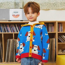 minidou DAKS小狗滿版印花連帽開襟衫