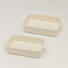 MAISON OBJET 羅倫斯雙耳方形焗烤盤, 奶油白, 2個