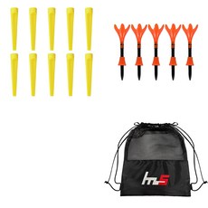 NAYASTYLE 塑膠高爾夫長Tee黃色10入 + ABS高爾夫長Tee橘色5入 + 收納袋組 GFYP-185-3 165-4PU, 混色
