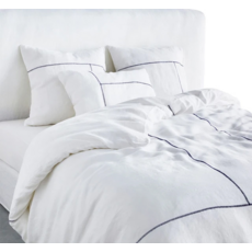 亞麻白色縫線被套 F712386, white