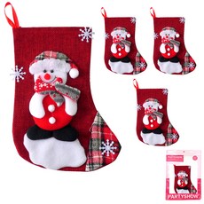 PARTYSHOW 聖誕裝飾襪 小雪人 4入, 混合色, 4個