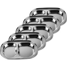 基本不銹鋼 2 碗方形小吃盤, 單色, 5個