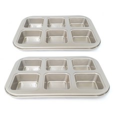 6格不沾方形烤盤模具 金色, 2個