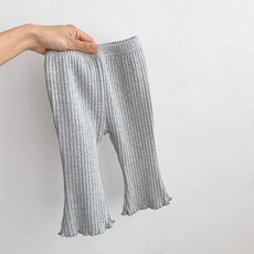 JOYMULTI 嬰幼兒荷葉邊坑條喇叭素色內搭褲