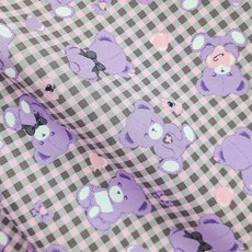 Leuhome 20支棉格紋熊布料, 紫色, 1個