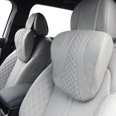 ruzen 結實車用頸枕+幾皮枕套, 迷霧灰+封面1P, 1組