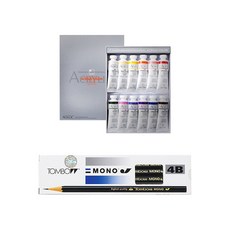 ShinHan 壓克力顏料 B組 50ml+4B素描筆 12入, 12 種顏色