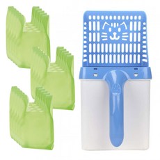 DING DONG PET 一體式貓砂鏟垃圾桶+手提清潔袋 15入, 藍色