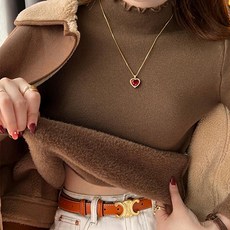 레몬소울 여성용 아킨부 물결 포인트 반목 기모 니트티