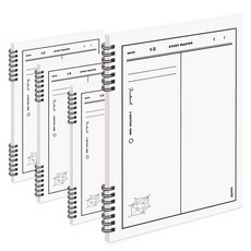 MUNID It spring 左翻直式兩欄數學筆記本 7.5mm 行距, WHITE, 4個