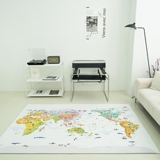 Aiden Travelmap 世界地圖地毯, 象牙白